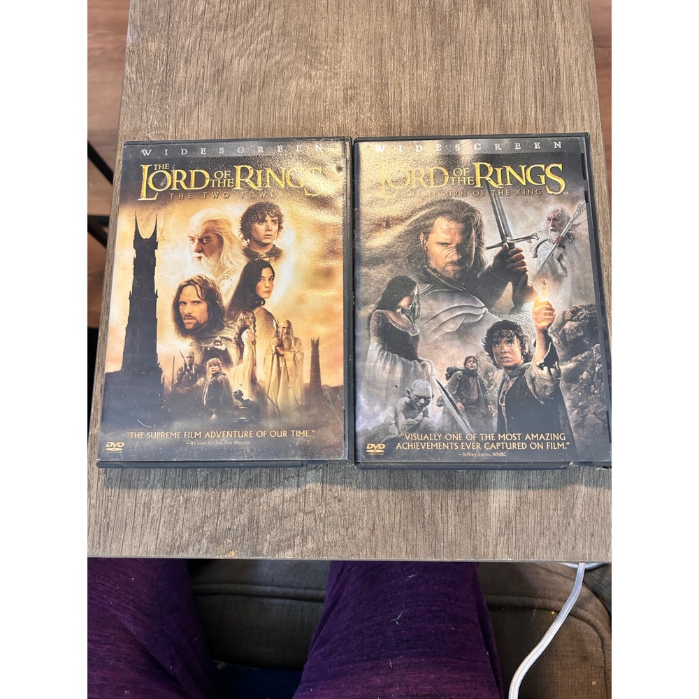 Lord of the Rings The Two Towers The Return of the King Widescreen DVD Lot‎